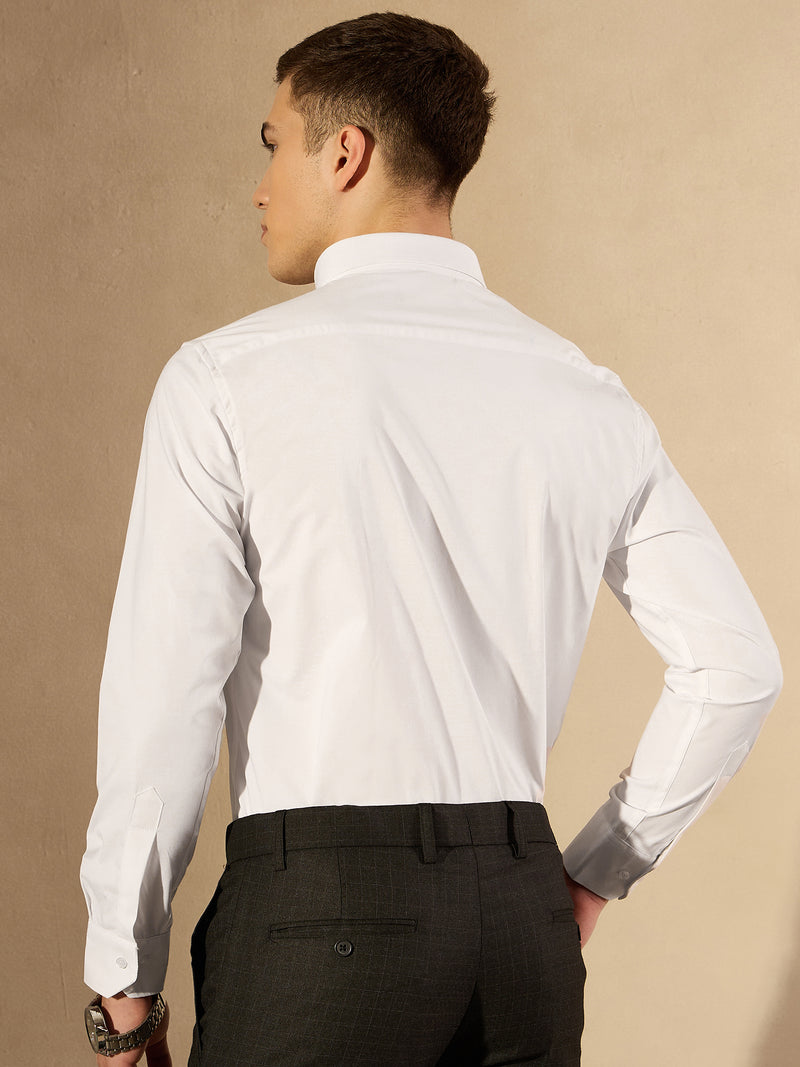 White: Lycra Spread Collar Formal Shirt