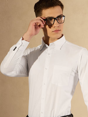 White: Lycra Spread Collar Formal Shirt
