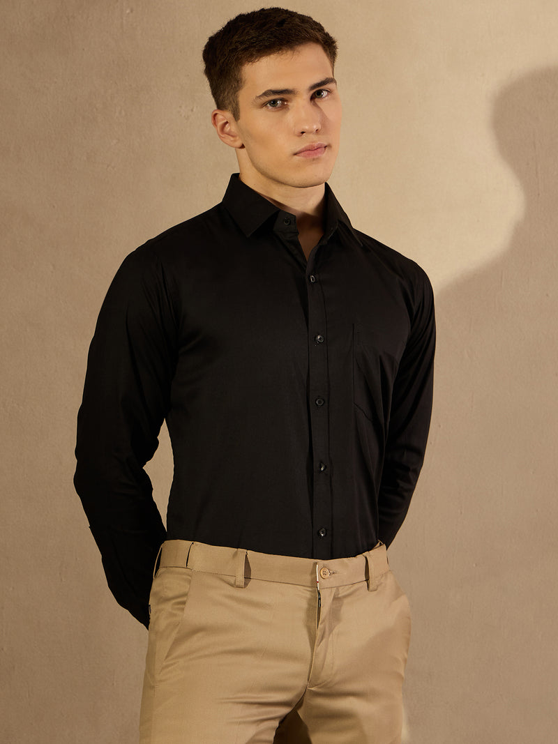 Black: Pure Cotton Formal Shirt