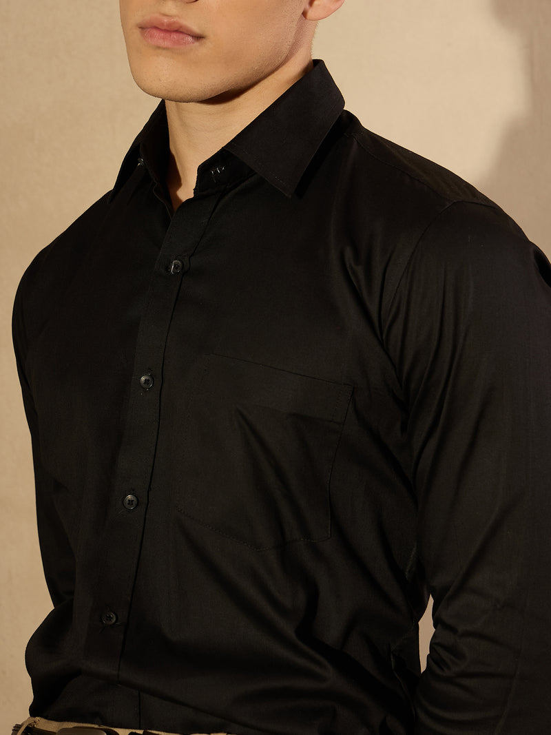 Black: Pure Cotton Formal Shirt