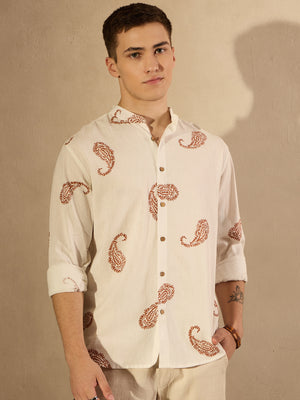 Paisley: Full Sleeves Block Printed Oversized Shirt