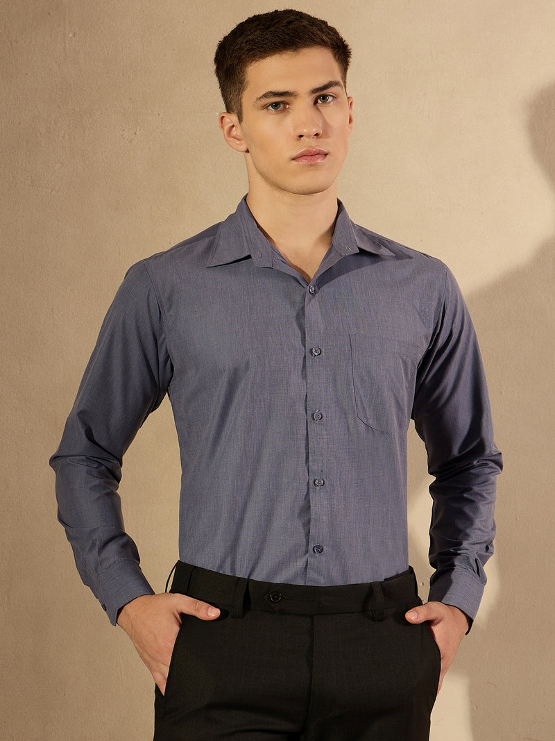 Grey: Solid Formal Shirt