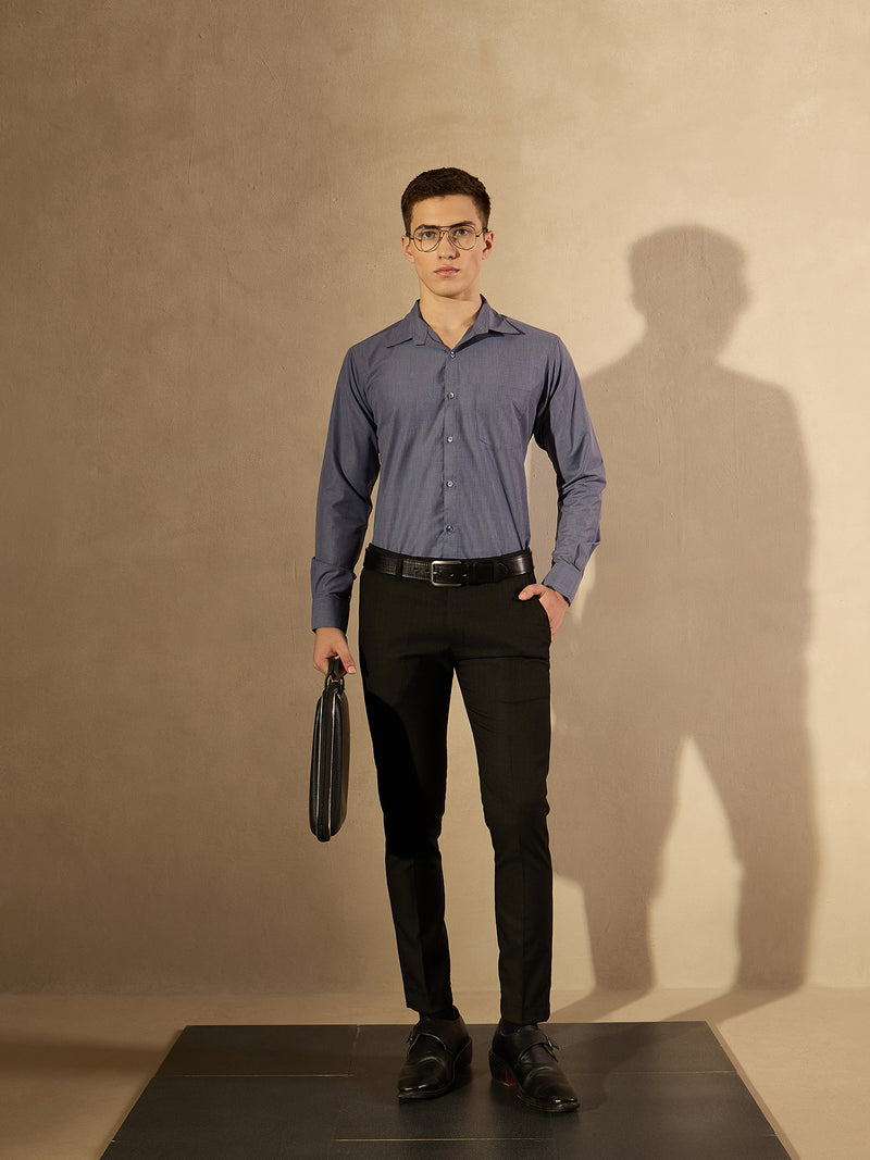 Grey: Solid Formal Shirt