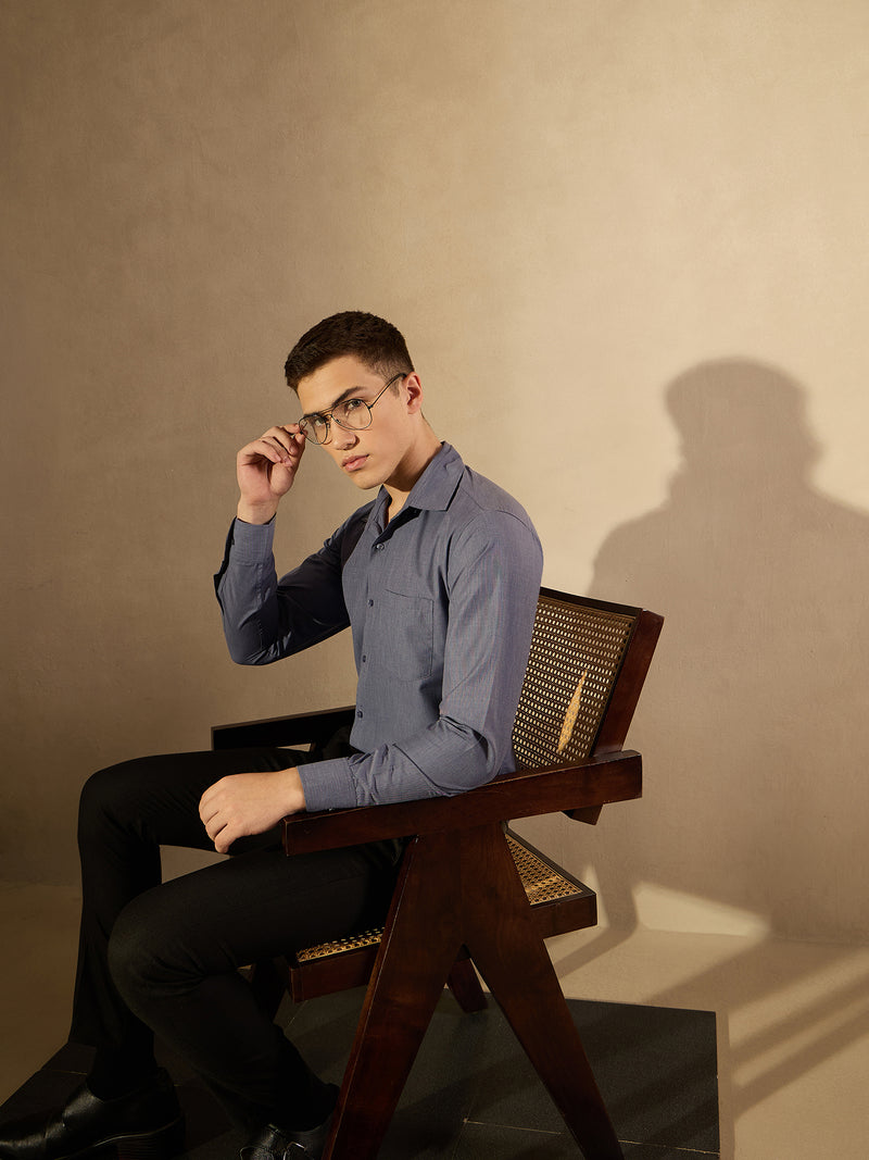Grey: Solid Formal Shirt
