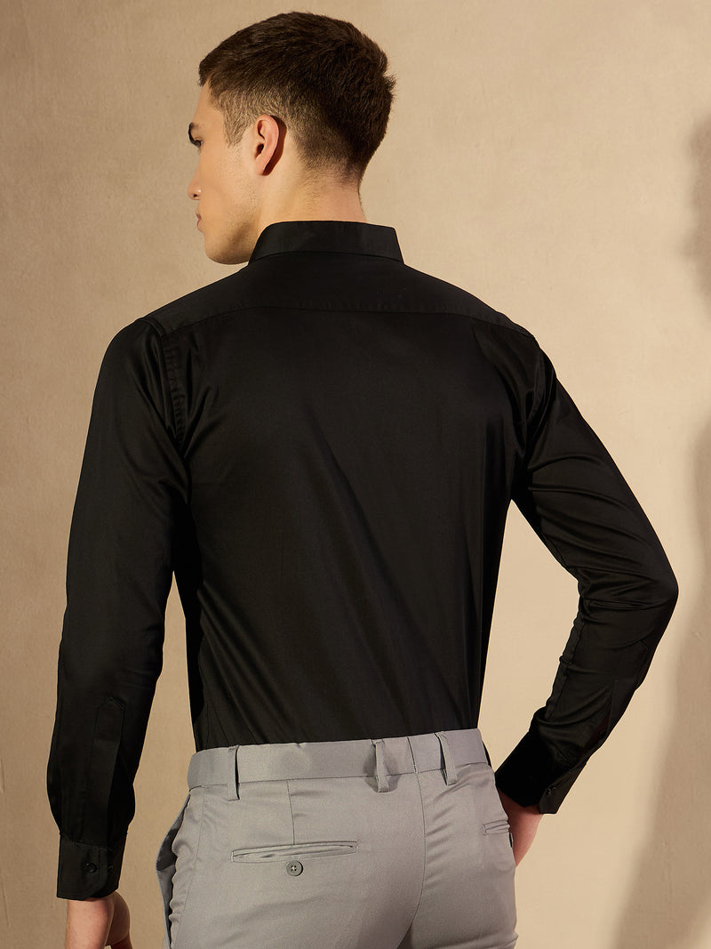 Black: Pure Cotton Formal Shirt