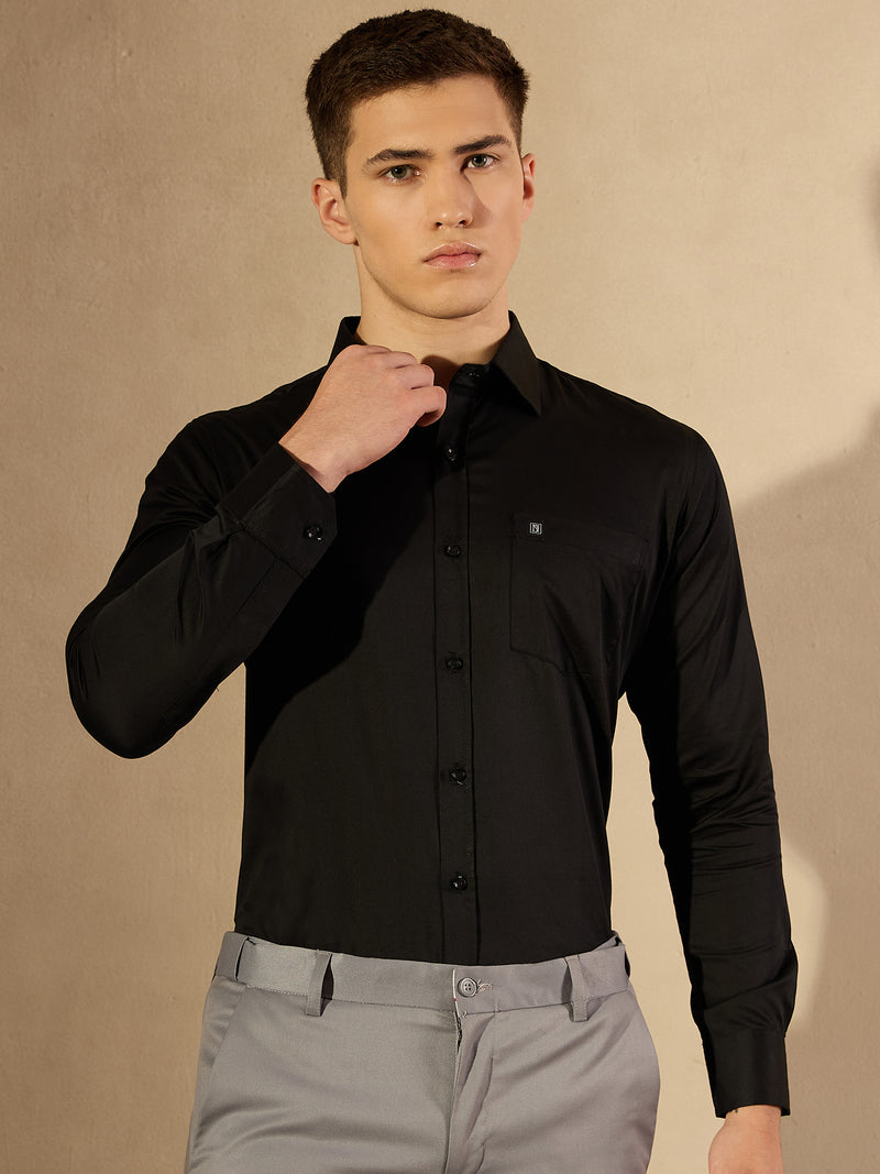 Black: Pure Cotton Formal Shirt