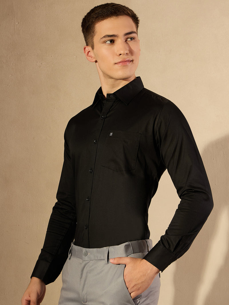 Black: Pure Cotton Formal Shirt