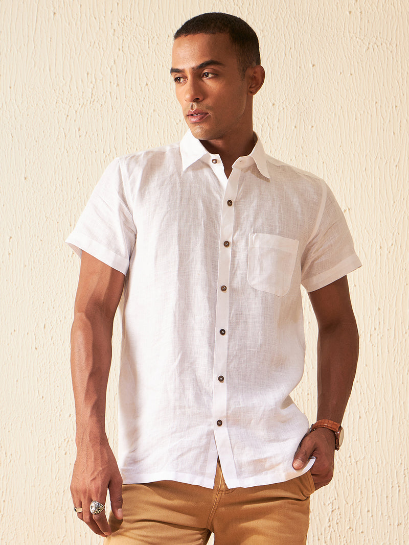 White: Half Sleeves Sustainable Hemp Shirt