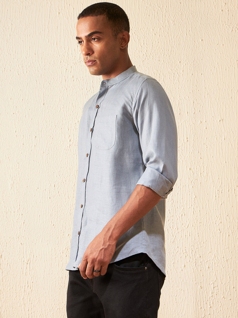 Blue: Long Sleeves Sustainable Hemp Shirt