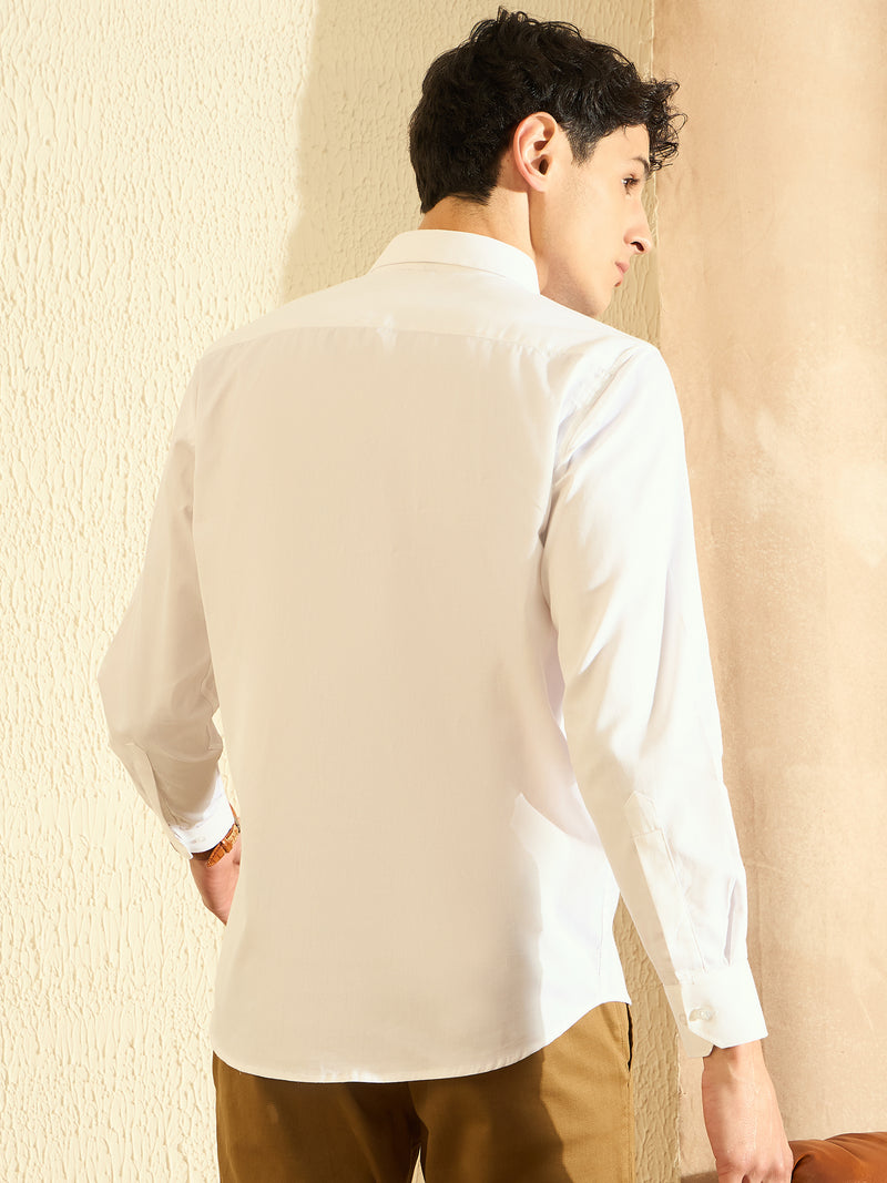 White: Solid Water Stain Repellent Twill Formal Shirt