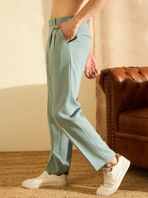 Men's Mint Green Korean Baggy Loose Fit Trouser