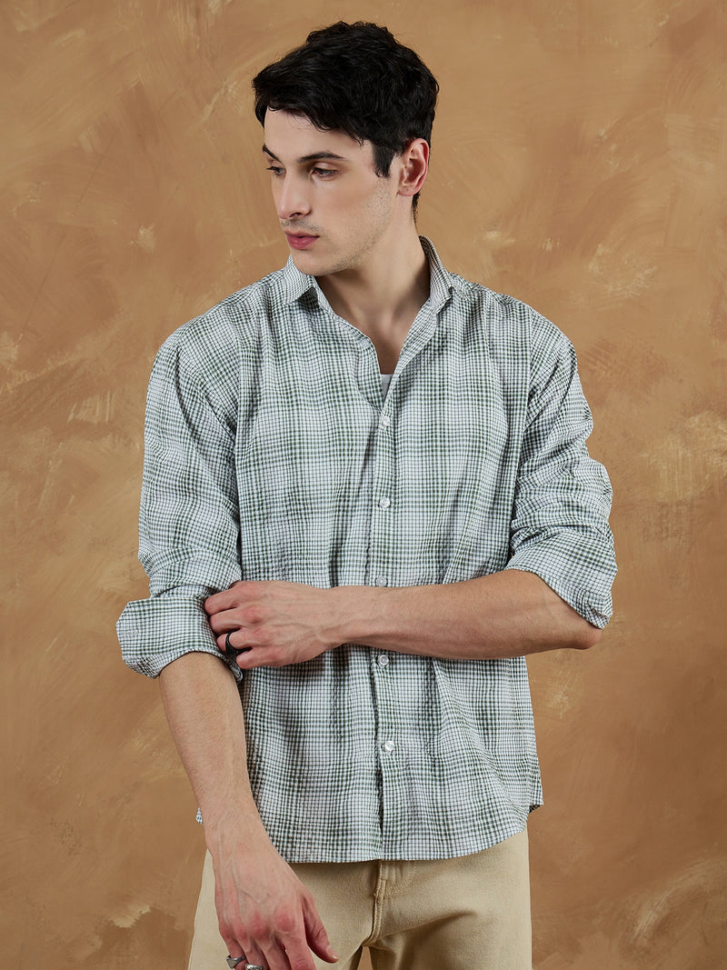 Green & White: Micro Checkered Shirt