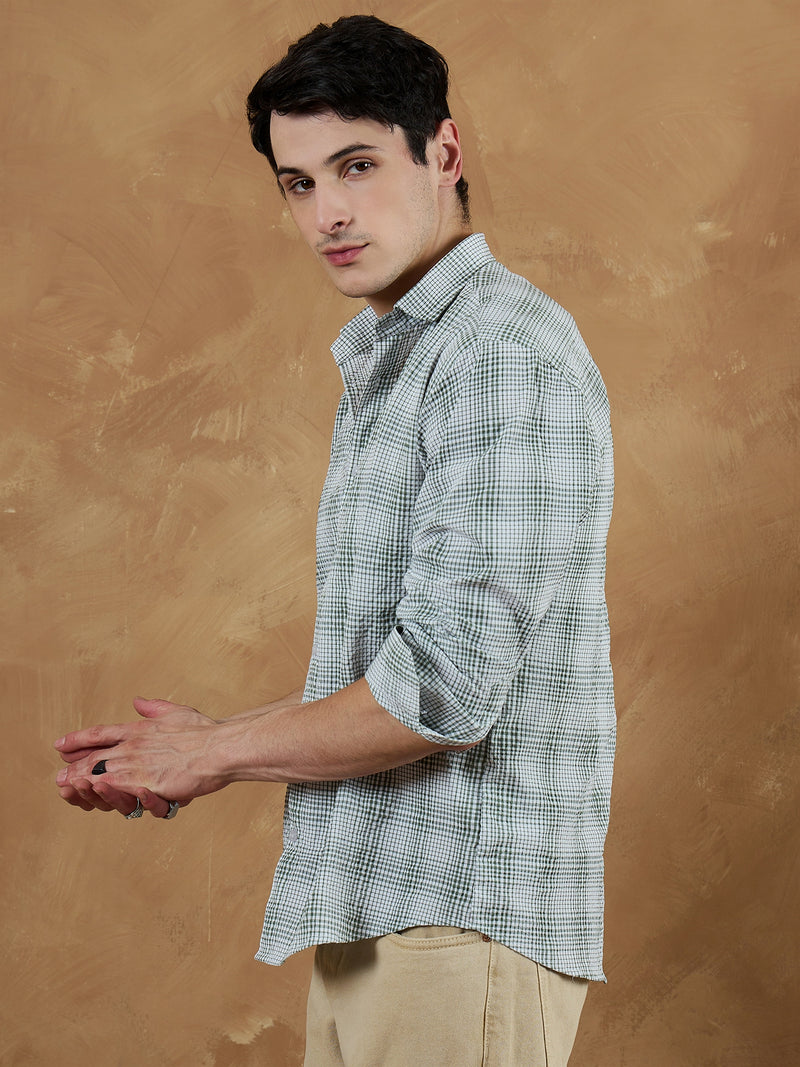 Green & White: Micro Checkered Shirt