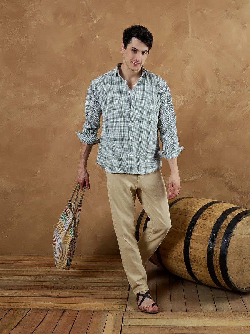 Green & White: Micro Checkered Shirt