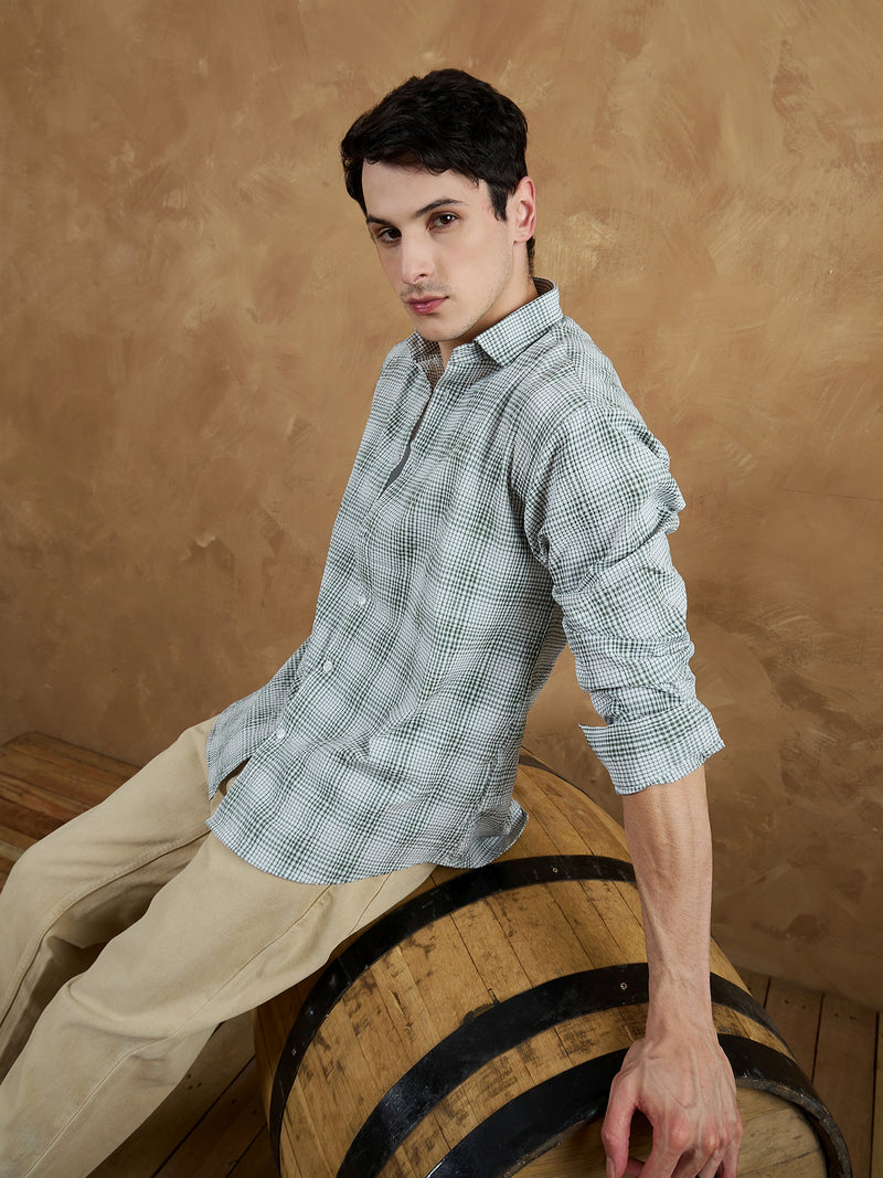 Green & White: Micro Checkered Shirt