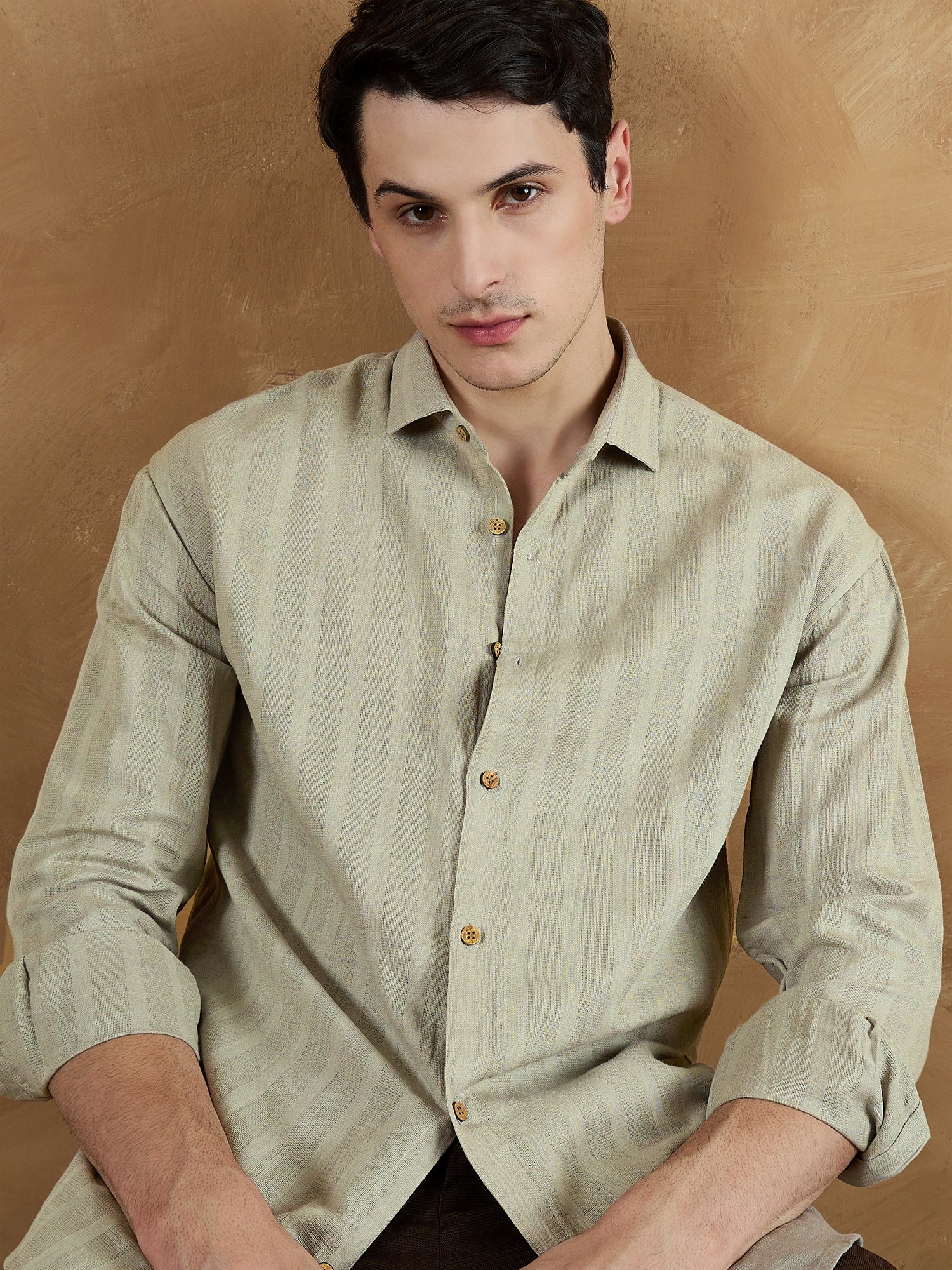 Grey: Self Design Shirt1