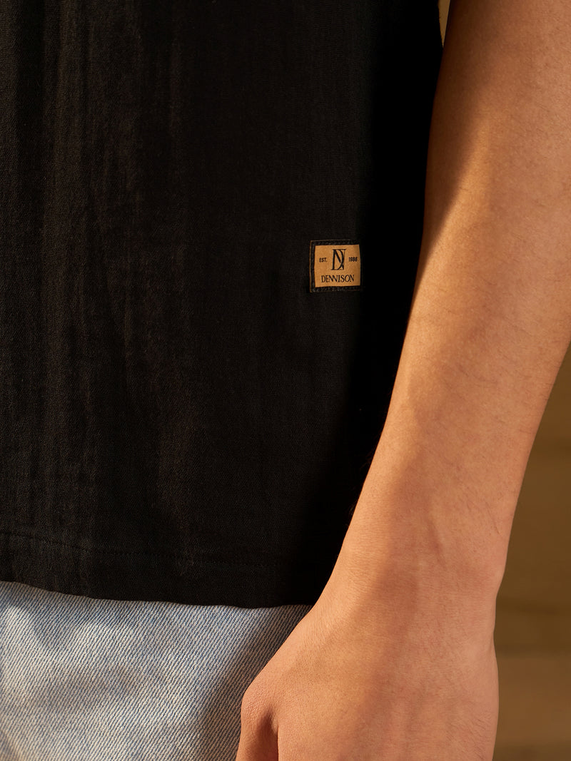 Black: Half Sleeves Muslin Oversized Shirt