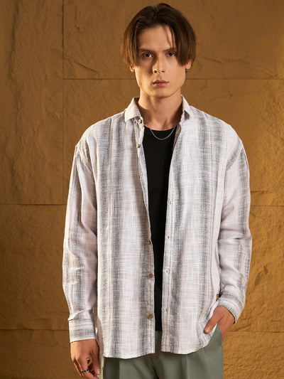 White: Full Sleeves Checked Casual Shirt