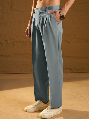 Steel Blue: Baggy Fit Korean Trouser