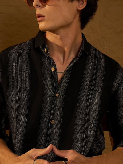 Black: Full Sleeves Stripetastic Shirt