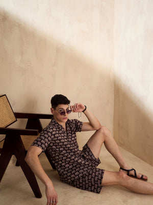 Men's Block Printed Coord Set | Printed Shirt With Shorts