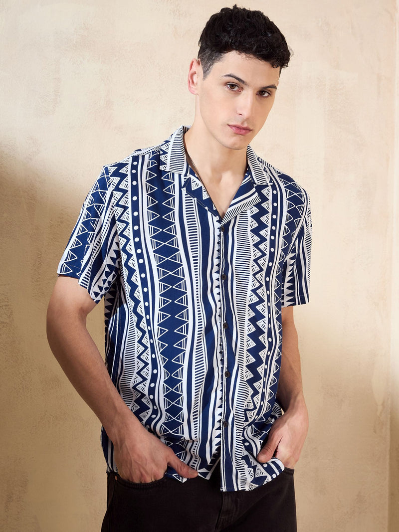 Navy Blue Oversized Casual Shirt