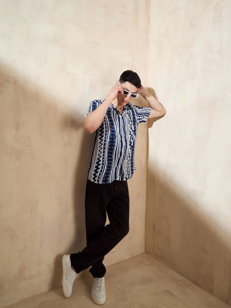 Navy Blue Oversized Casual Shirt