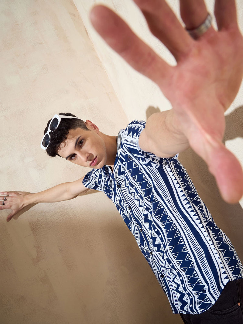 Navy Blue Oversized Casual Shirt