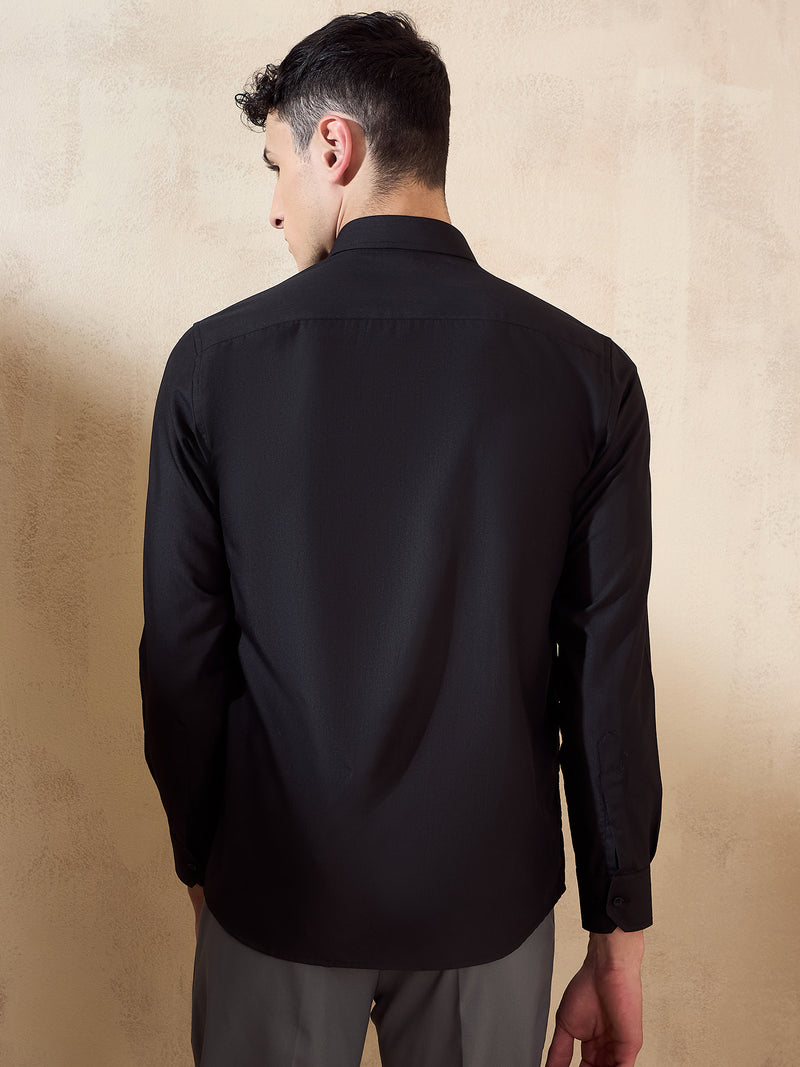Black: Spread Collar Shirt