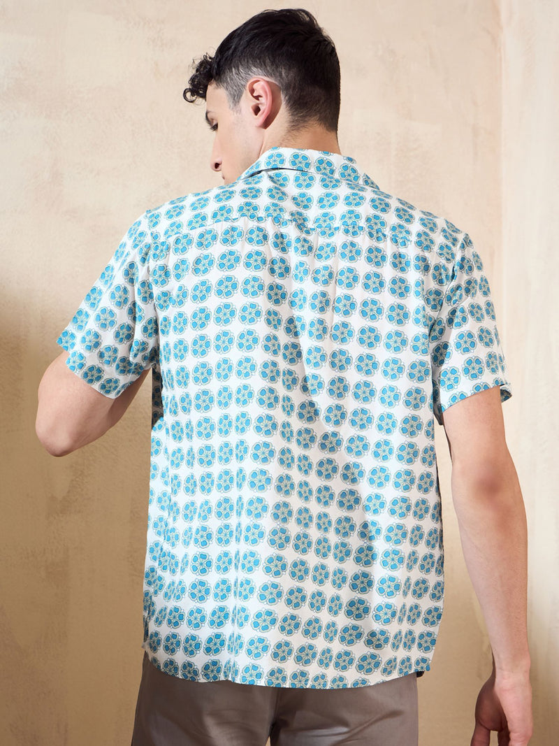 White & Blue Oversized Casual Shirt