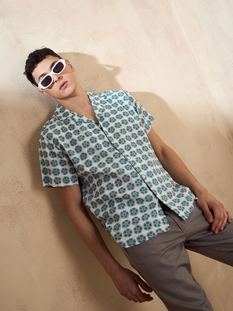 White & Blue Oversized Casual Shirt