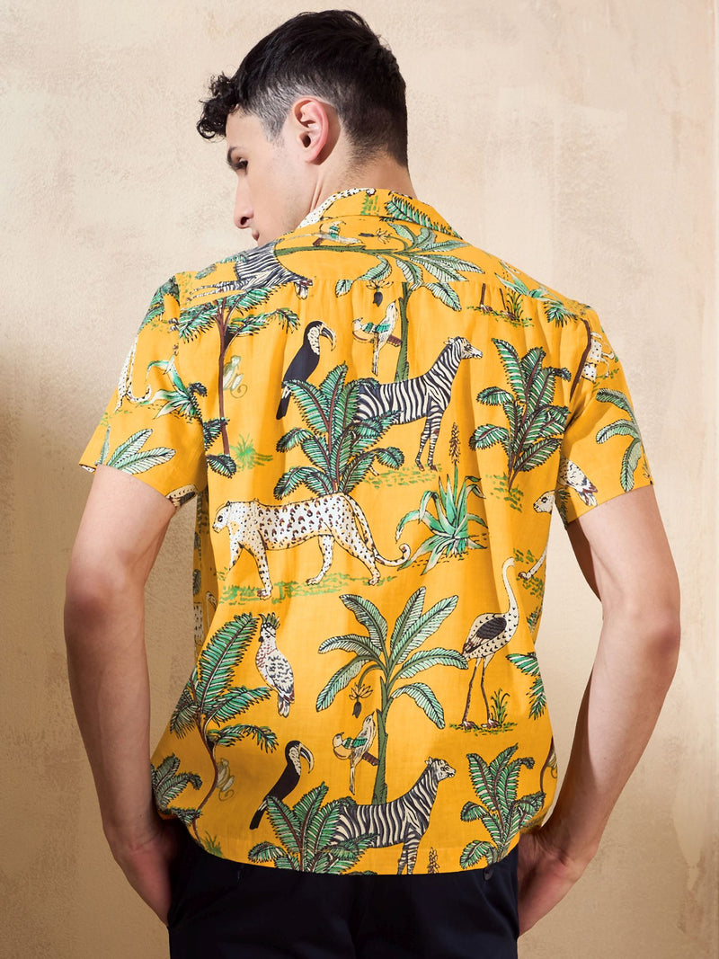 Mustard: Half Sleeves Casual Printed Shirt