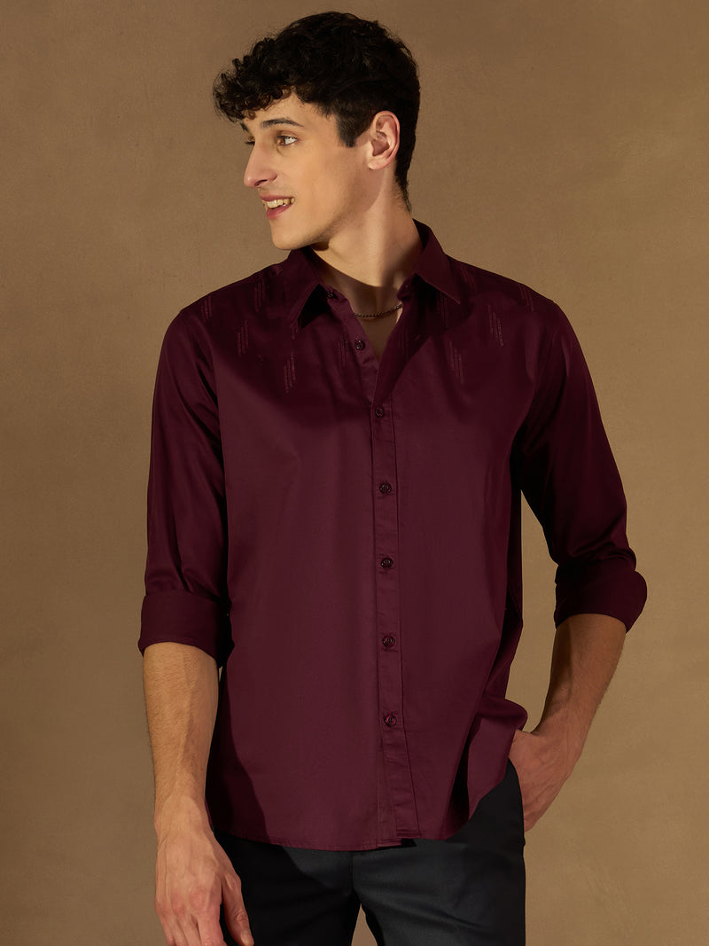Maroon: Full Sleeves Cotton Partywear Shirt