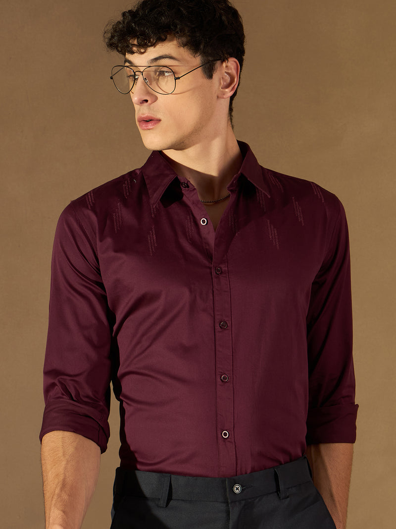Maroon: Full Sleeves Cotton Partywear Shirt
