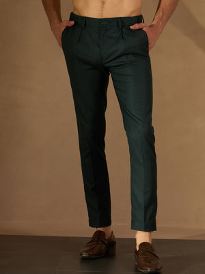 Dark Green Auto Fit Flexi Waist Pleated Trouser