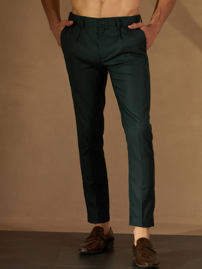 Dark Green Auto Fit Flexi Waist Pleated Trouser