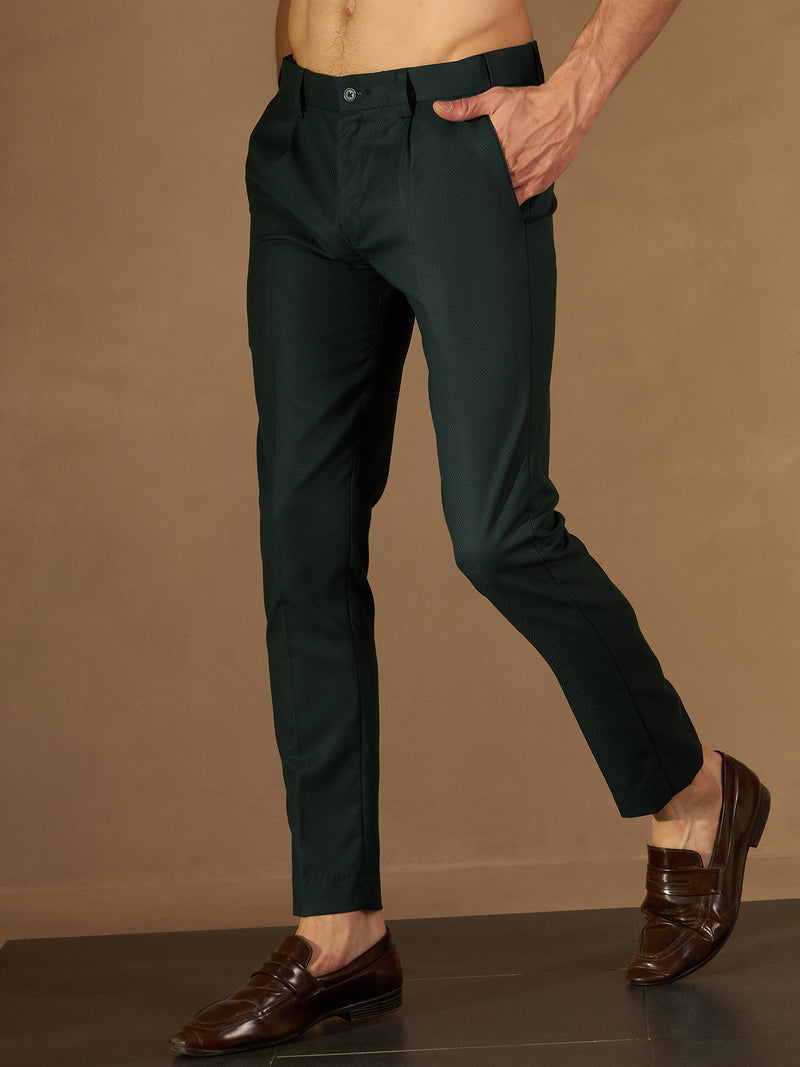 Dark Green Auto Fit Flexi Waist Pleated Trouser