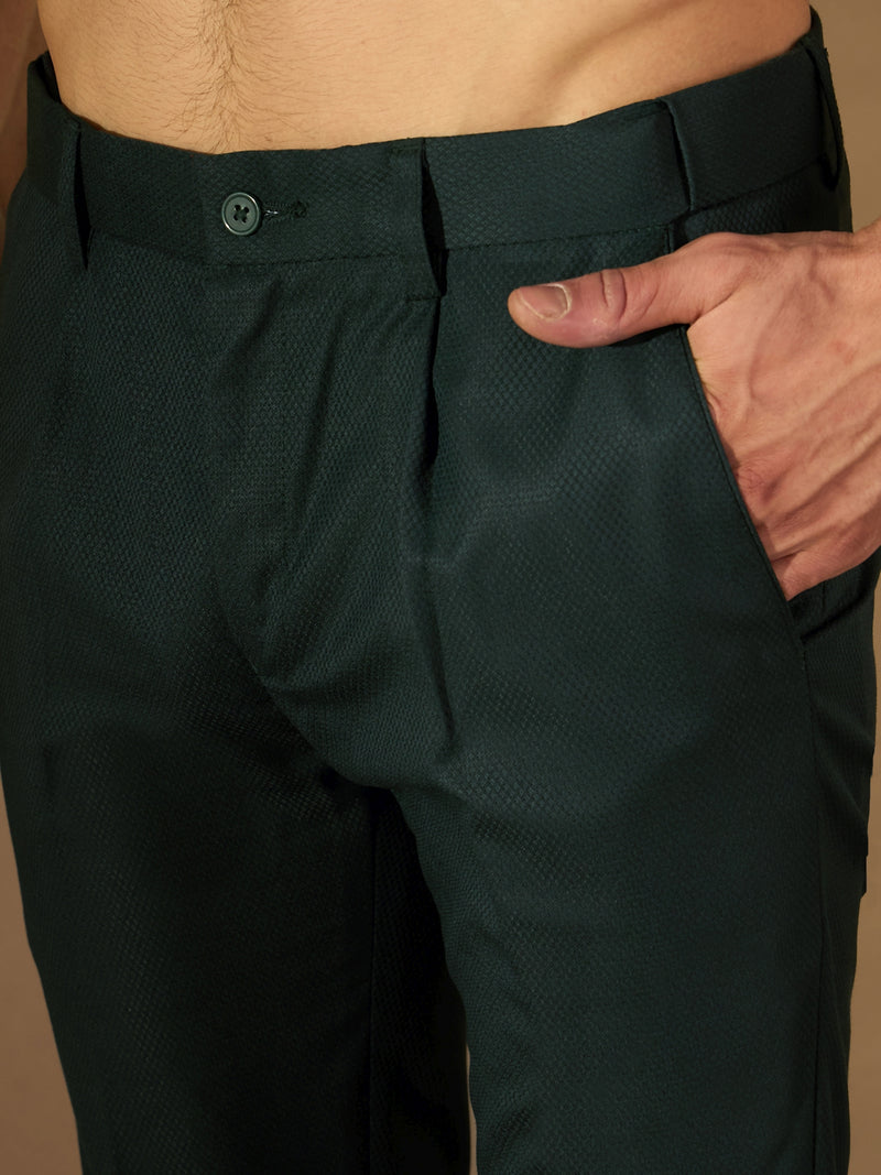 Dark Green Auto Fit Flexi Waist Pleated Trouser