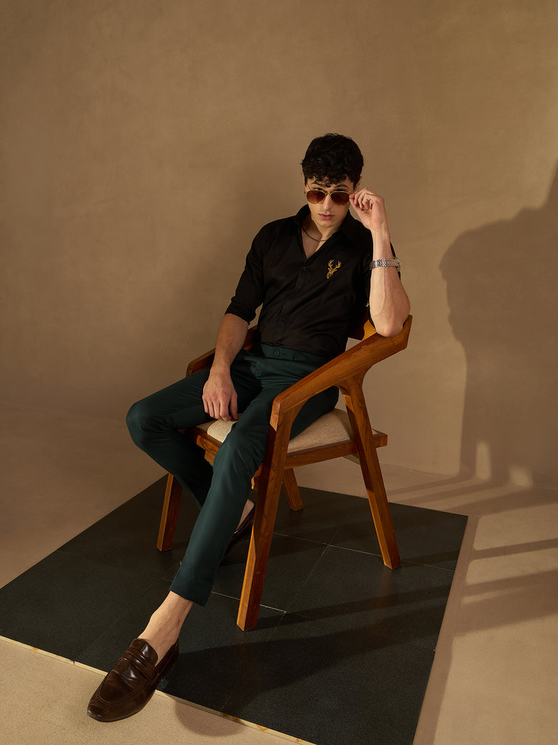 Dark Green Auto Fit Flexi Waist Pleated Trouser