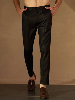 Men Black Smart Tapered Fit Formal Trousers