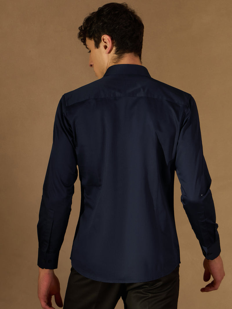 Blue: Full Sleeves Embroidery Clubwear Shirt