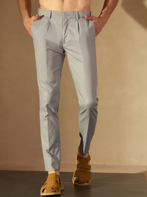 Light grey Auto Fit Flexi Waist Pleated Trouser