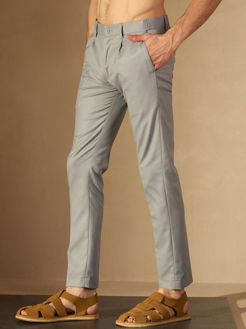 Light grey Auto Fit Flexi Waist Pleated Trouser