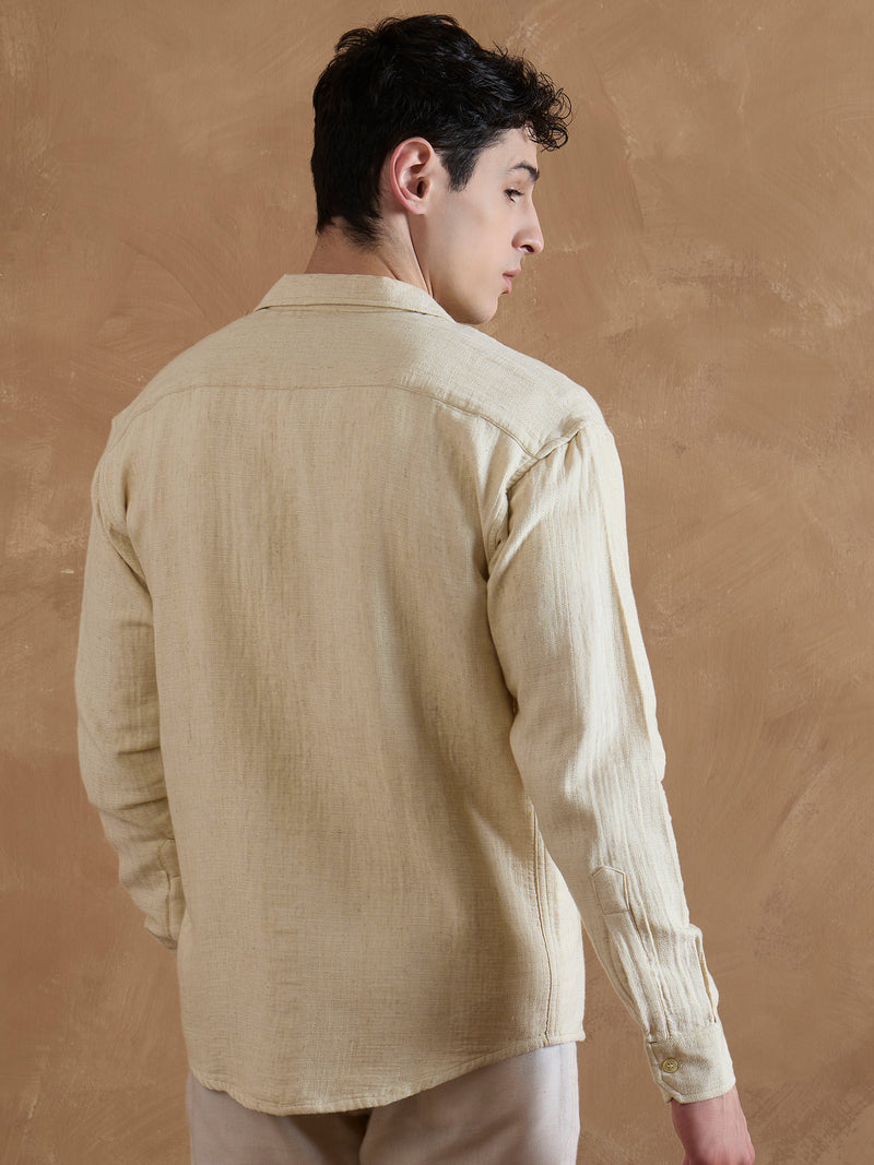 Beige: Full Sleeves Muslin Shirt