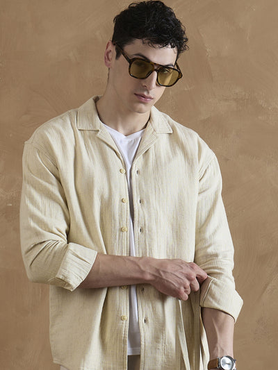 Beige: Full Sleeves Muslin Shirt