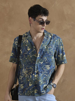 Orange & Blue: Tropical Printed Shirt