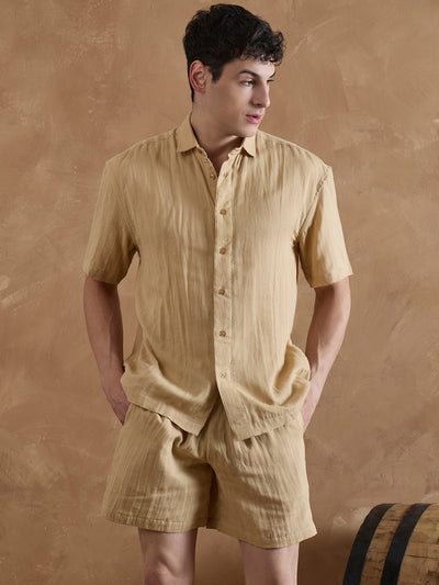 Beige: Double Gauge Muslin Coord Set