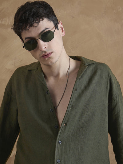Olive: Full Sleeves Muslin Shirt