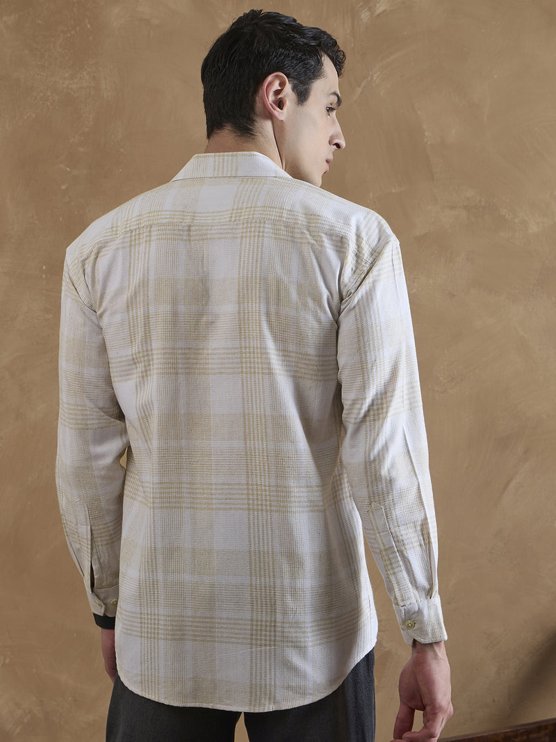 Yellow & White: Full Sleeves Checkered Shirt
