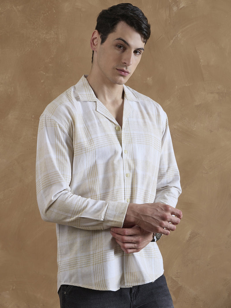 Yellow & White: Full Sleeves Checkered Shirt